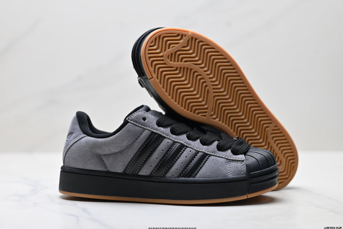 Adidas Originals Superstar Platform Sneaker Grau Schwarz Wildleder