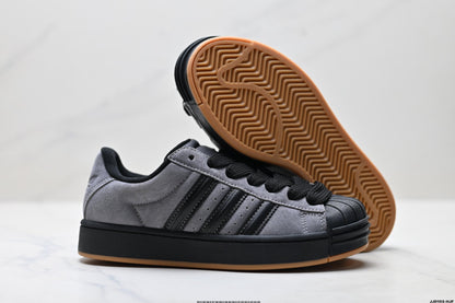 Adidas Originals Superstar Platform Sneaker Grau Schwarz Wildleder