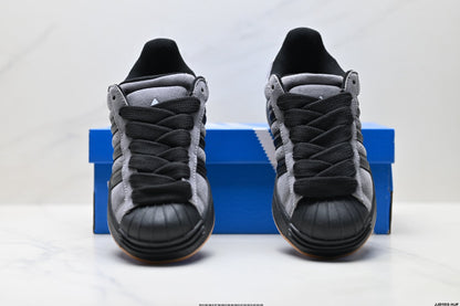 Adidas Originals Superstar Platform Sneaker Grau Schwarz Wildleder