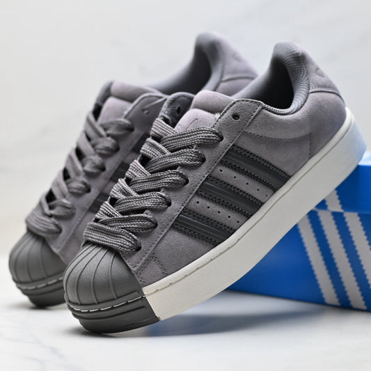 Adidas Originals Superstar Platform Grey Suede Sneakers