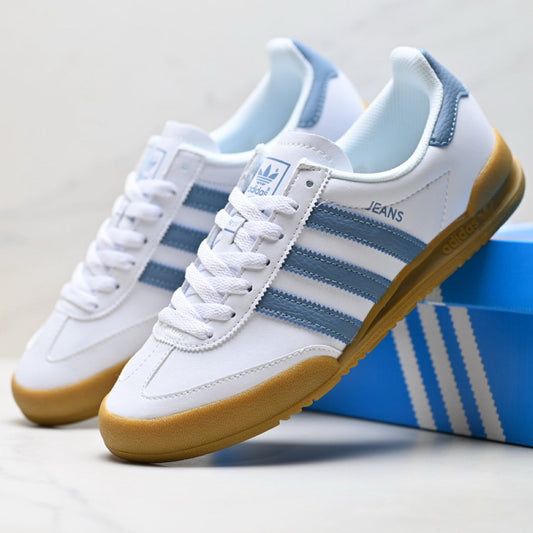 Adidas Jeans White Blue Gum Sole Sneakers – Classic Retro Lifestyle Shoes