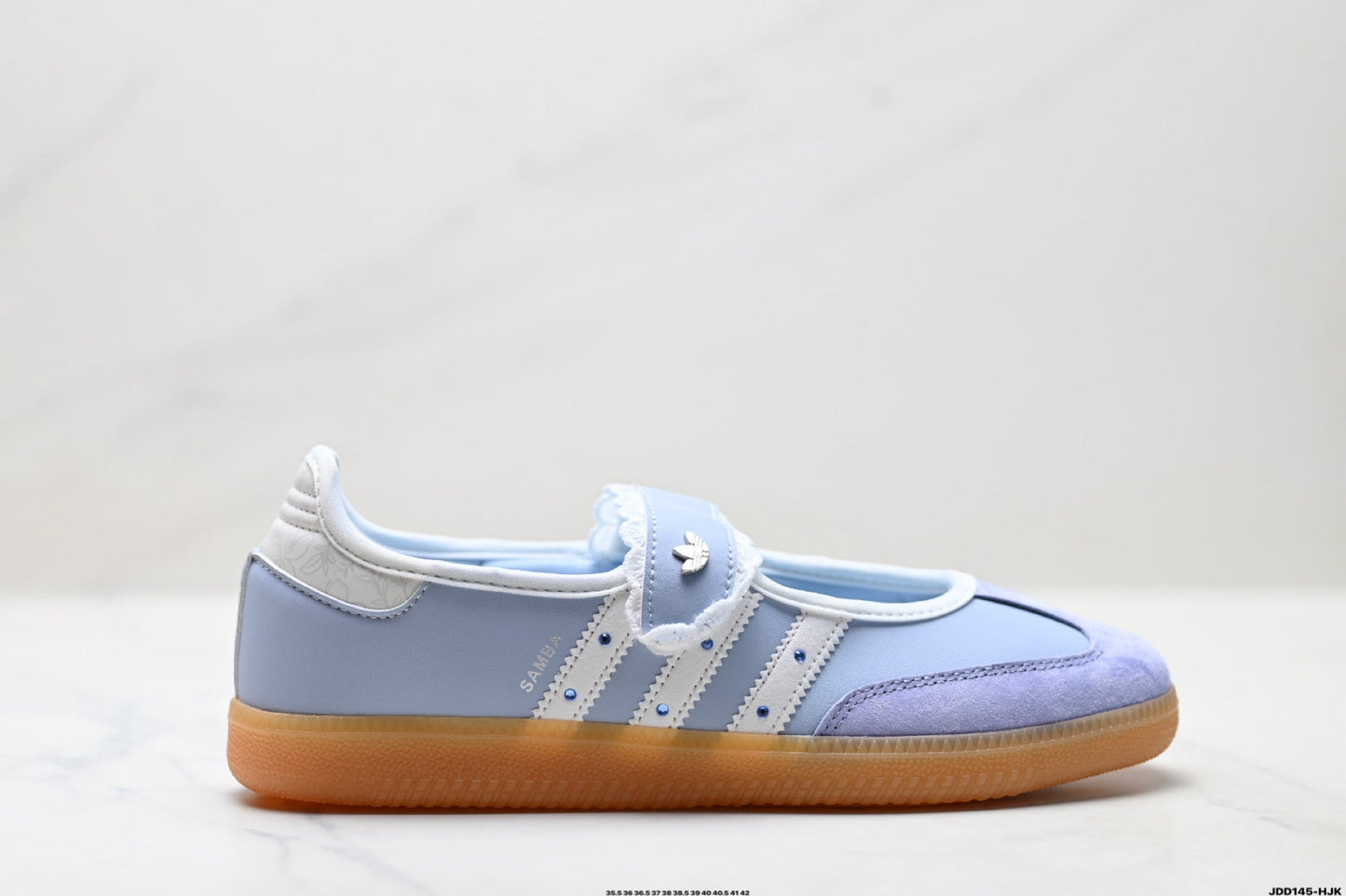 Adidas Samba Mary Jane hellblaue Leder-Sneaker – Retro-Ballerinas