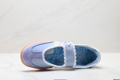 Adidas Samba Mary Jane hellblaue Leder-Sneaker – Retro-Ballerinas