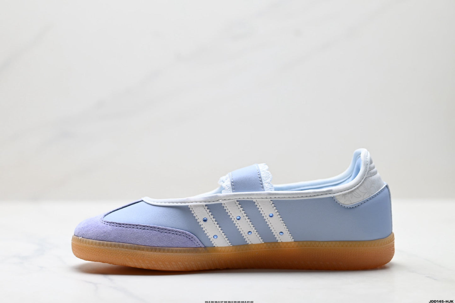 Adidas Samba Mary Jane hellblaue Leder-Sneaker – Retro-Ballerinas