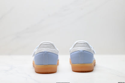 Adidas Samba Mary Jane hellblaue Leder-Sneaker – Retro-Ballerinas