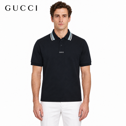 Gucci Logo Embroidered Web Stripe Polo Shirt