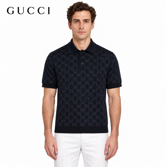 Gucci GG Jacquard Knit Polo Shirt