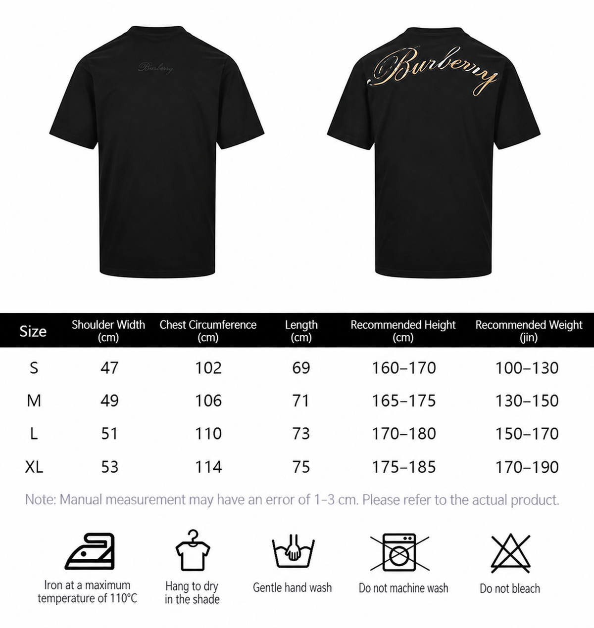 Burberry Short-Sleeve T-Shirt – Black & White