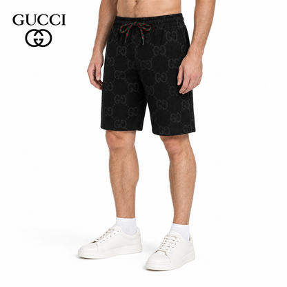 Gucci GG Monogram Shorts – Tonal Black with Web Drawstring
