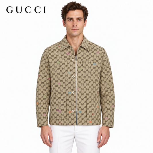 GG Monogram Canvas Jacket with Multicolor Embroidery