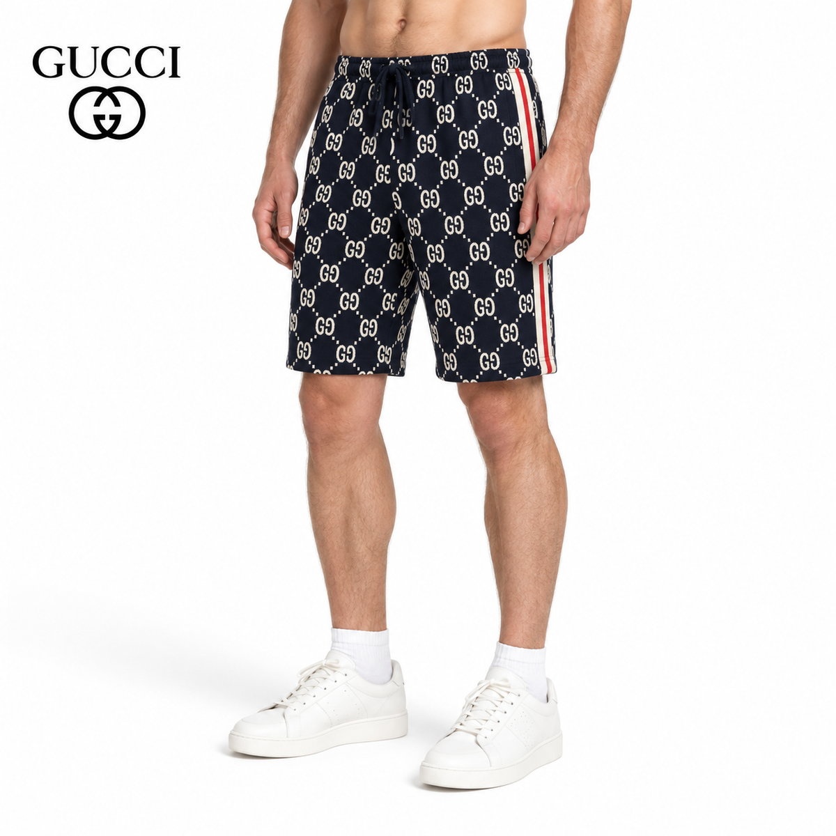 Gucci GG Monogram Shorts with Web Stripe