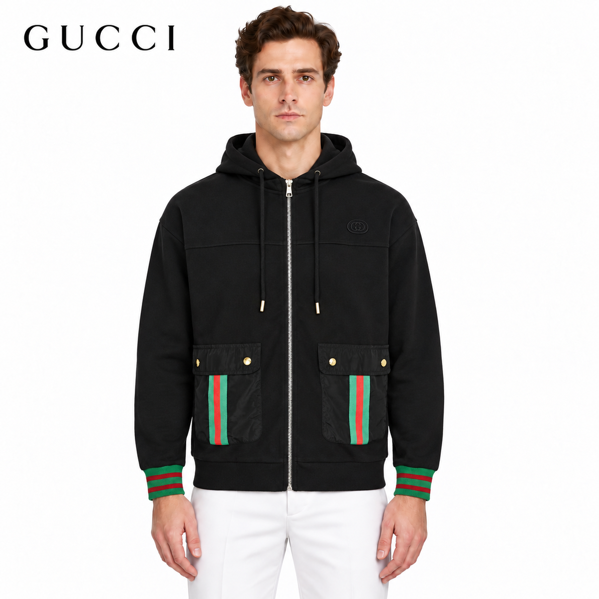Gucci P185 Oversized Hoodie – Black & White Heavyweight