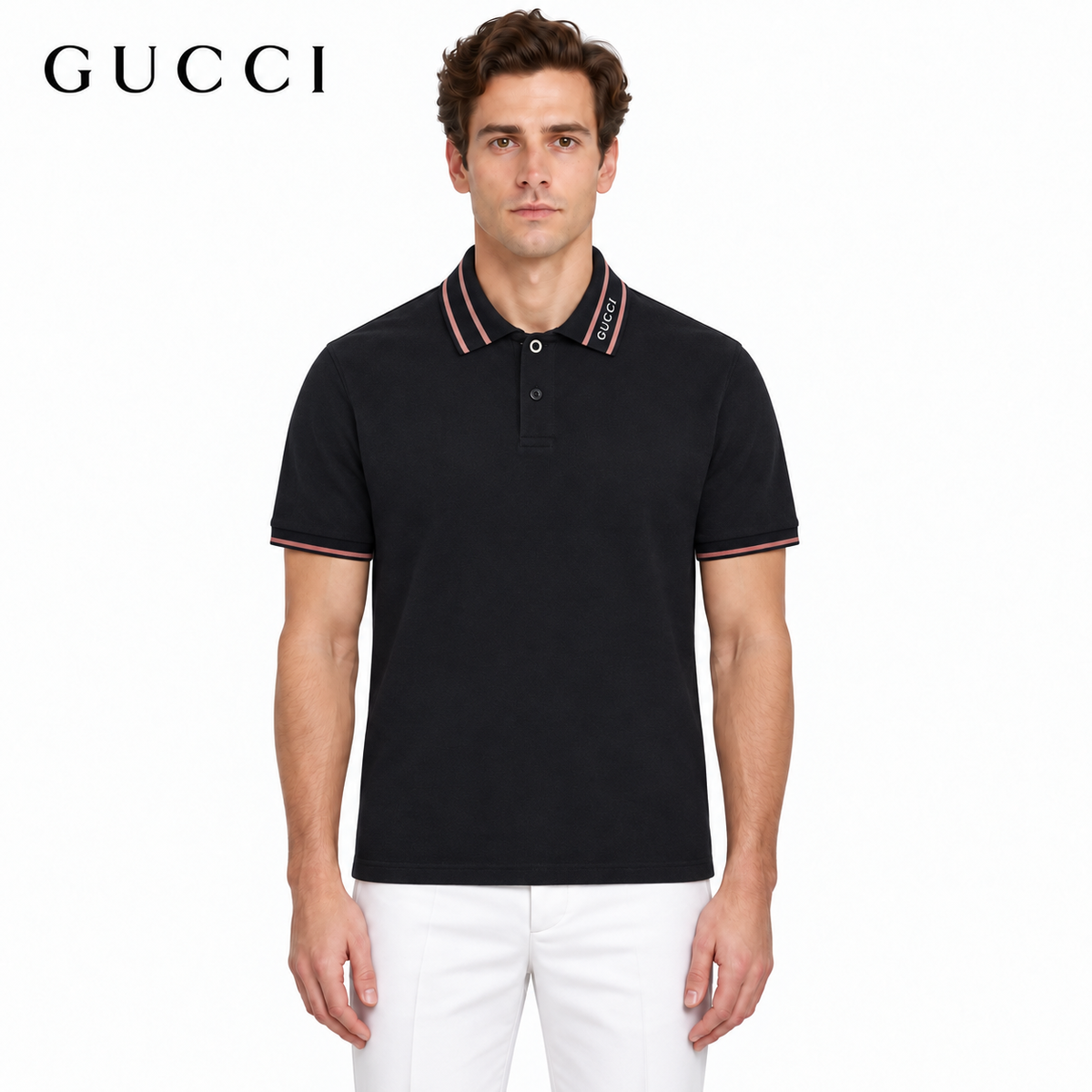 Gucci Stripe-Tipped Polo Shirt