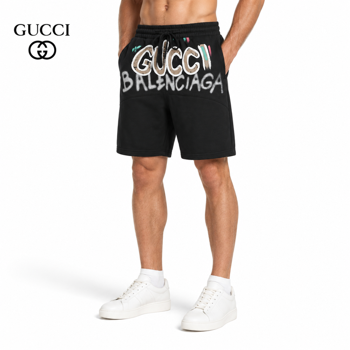 Gucci × Balenciaga Graffiti Logo Shorts