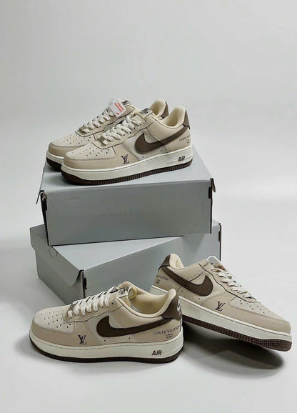 Louis Vuitton x Nike Air Force 1 Cream Mocha Edition (Custom)