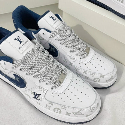 Louis Vuitton x Nike Air Force 1 White Navy Monogram ( Custom)