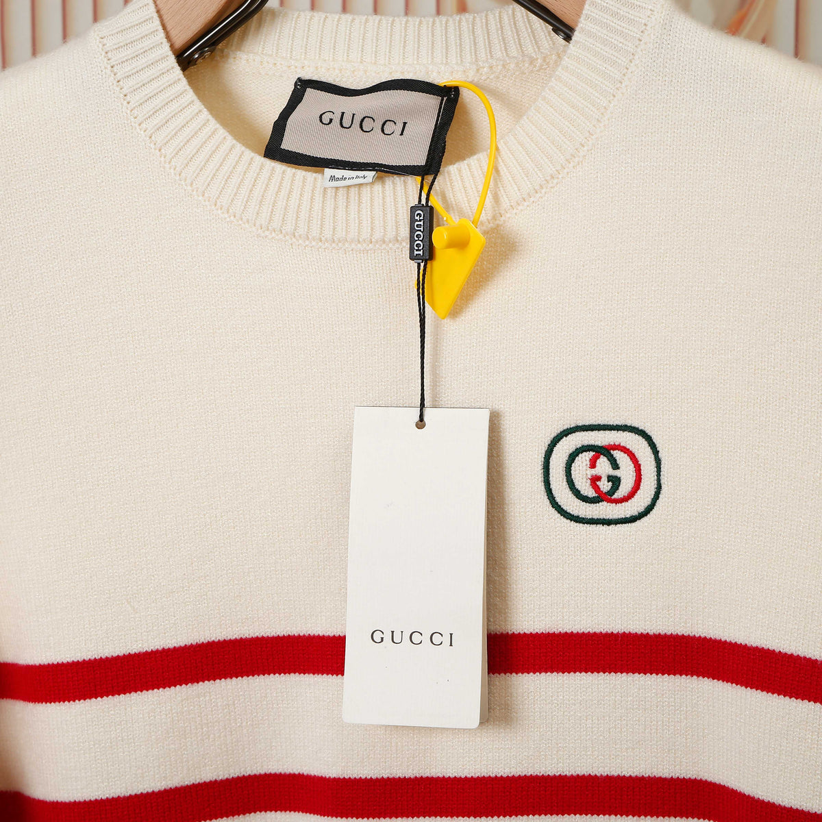 Gucci G8311 Embroidered Striped Crewneck Sweater - Image 5