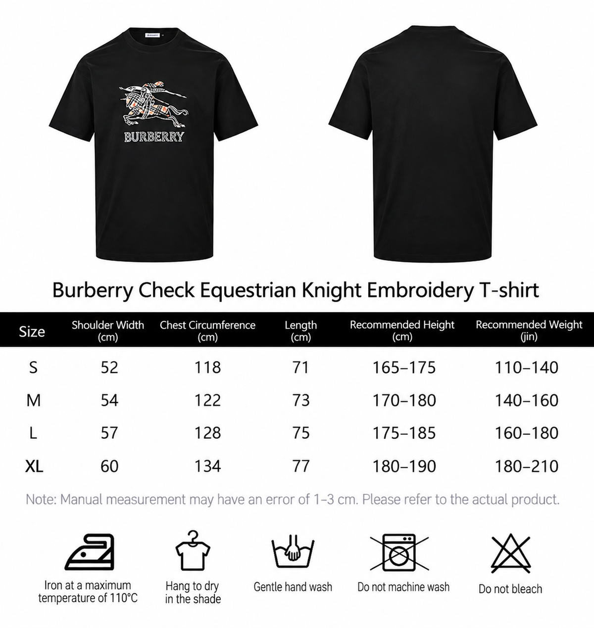 Burberry Short-Sleeve Casual T-Shirt – Black or White