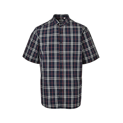 Burberry Casual Short-Sleeve Shirt#01 - Navy Plaid Front