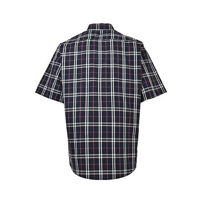 Burberry Casual Short-Sleeve Shirt#01 - Navy Plaid Back