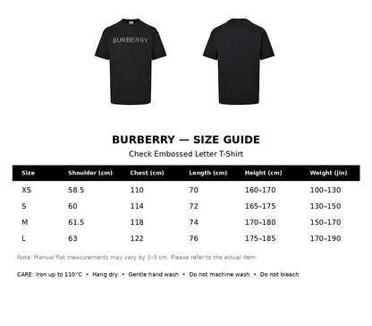 Burberry Casual T-shirt#02 - English Size Chart