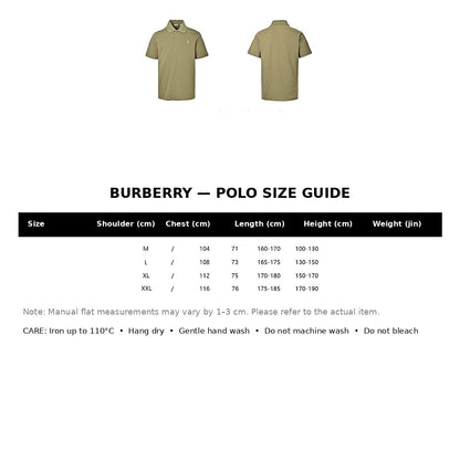 Burberry Casual Polo Shirt#02 - English Size Chart