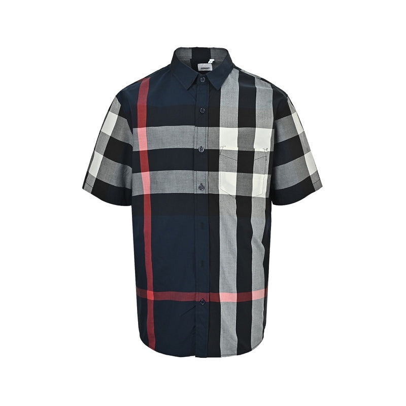 Burberry Casual Short-Sleeve Shirt#04 - Navy Check Front