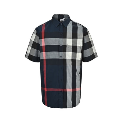 Burberry Casual Short-Sleeve Shirt#04 - Navy Check Front
