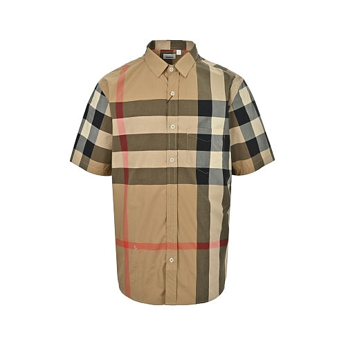Burberry Casual Short-Sleeve Shirt#04 - Camel Check Front