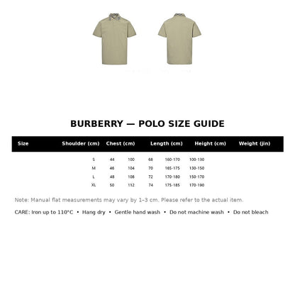 Burberry Casual Polo Shirt#06 - English Size Chart