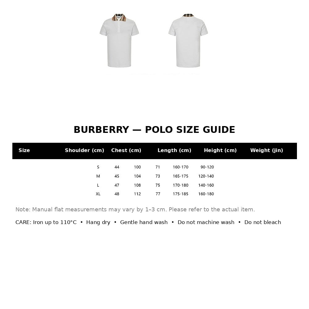 Burberry Casual Polo Shirt#07 - English Size Chart
