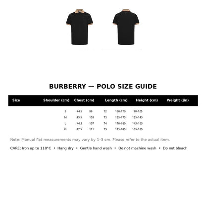 Burberry Casual Polo Shirt#08 - English Size Chart