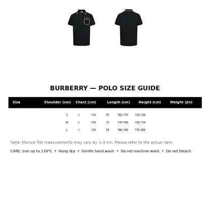 Burberry Casual Polo Shirt#09 - English Size Chart