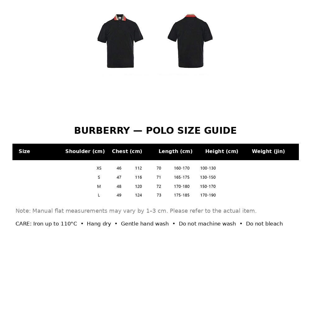 Burberry Casual Polo Shirt#10 - English Size Chart
