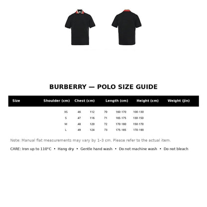 Burberry Casual Polo Shirt#10 - English Size Chart