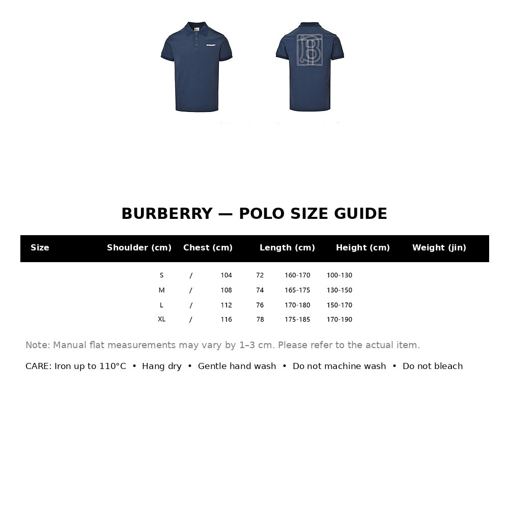 Burberry Casual Polo Shirt#17 - English Size Chart