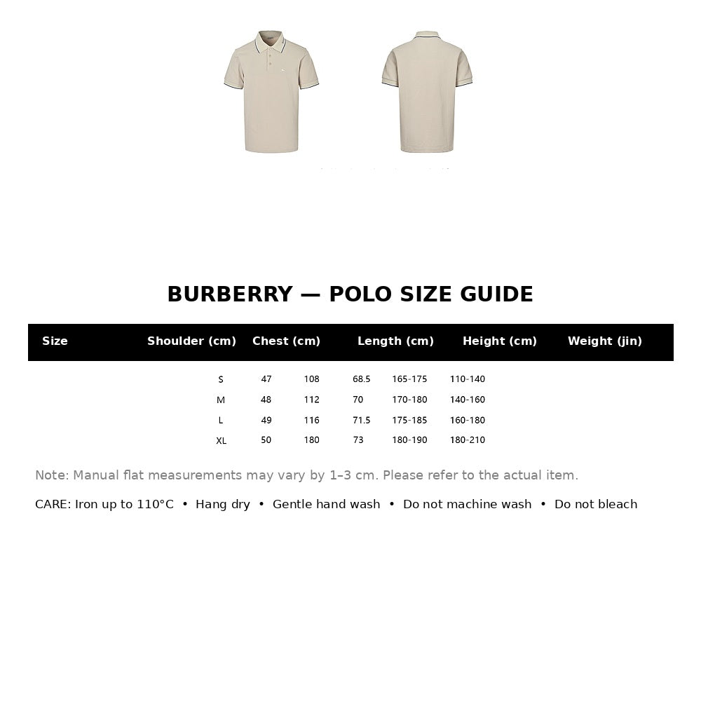 Burberry Casual Polo Shirt#19 - English Size Chart