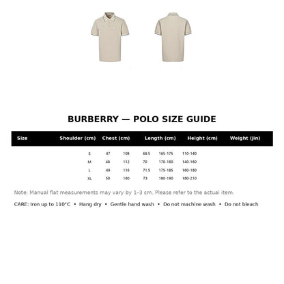 Burberry Casual Polo Shirt#19 - English Size Chart