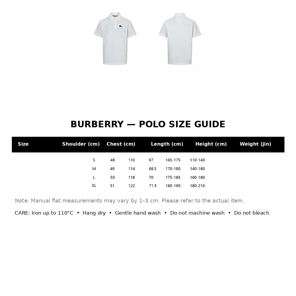 Burberry Casual Polo Shirt#21 - English Size Chart