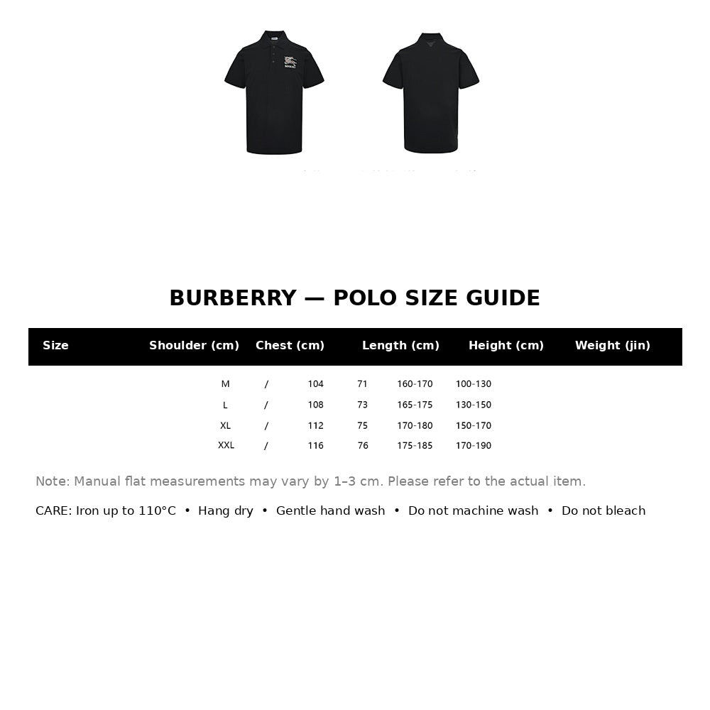Burberry Casual Polo Shirt#22 - English Size Chart