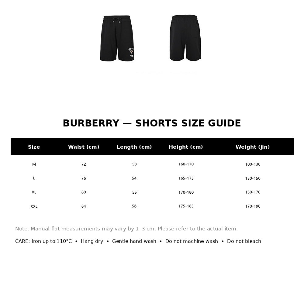 Burberry Casual Shorts#01 - English Size Chart