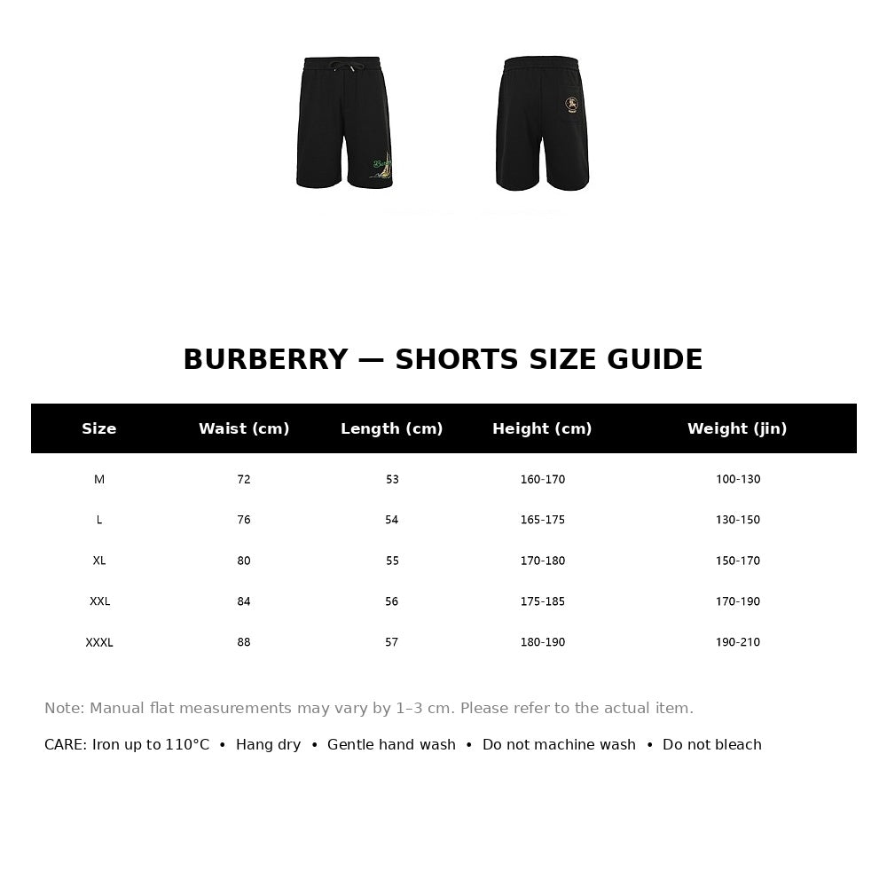 Burberry Casual Shorts#03 - English Size Chart