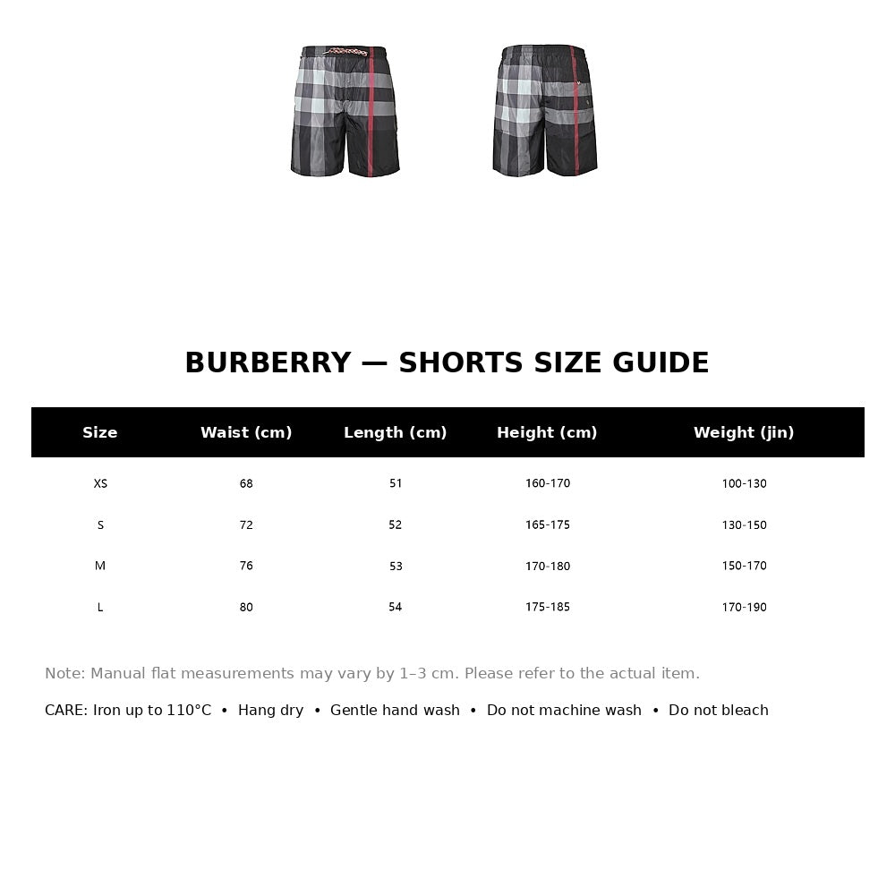 Burberry Casual Shorts#08 - English Size Chart