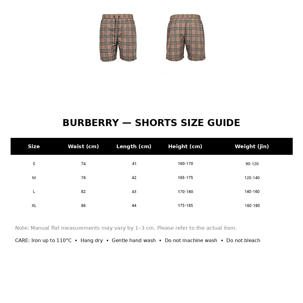Burberry Casual Shorts#12 - English Size Chart