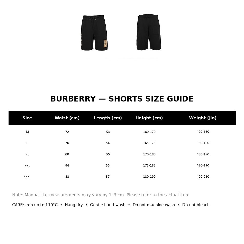 Burberry Casual Shorts#27 - English Size Chart