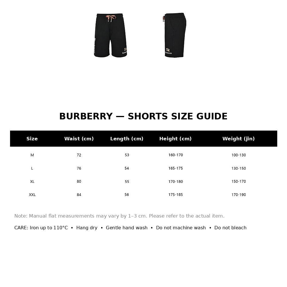 Burberry Casual Shorts#37 - English Size Chart
