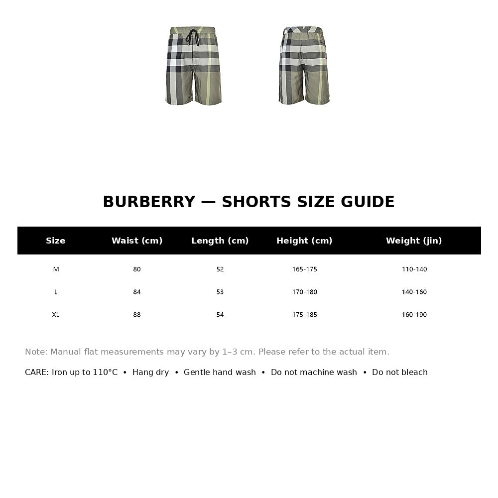 Burberry Casual Shorts#39 - English Size Chart