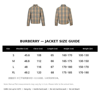 Burberry Casual Jacket#04 - English Size Chart