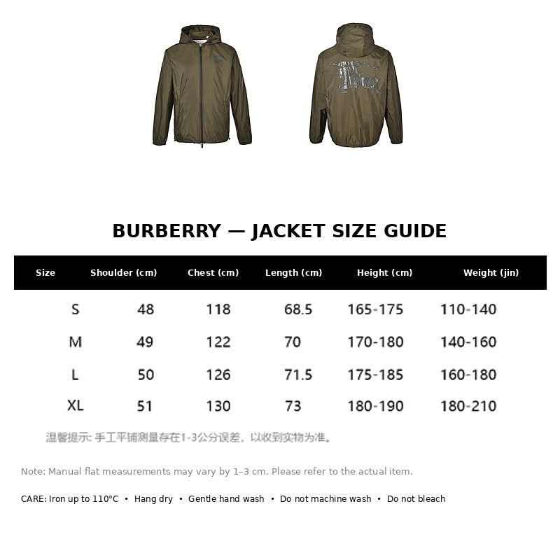 Burberry Casual Jacket#06 - English Size Chart
