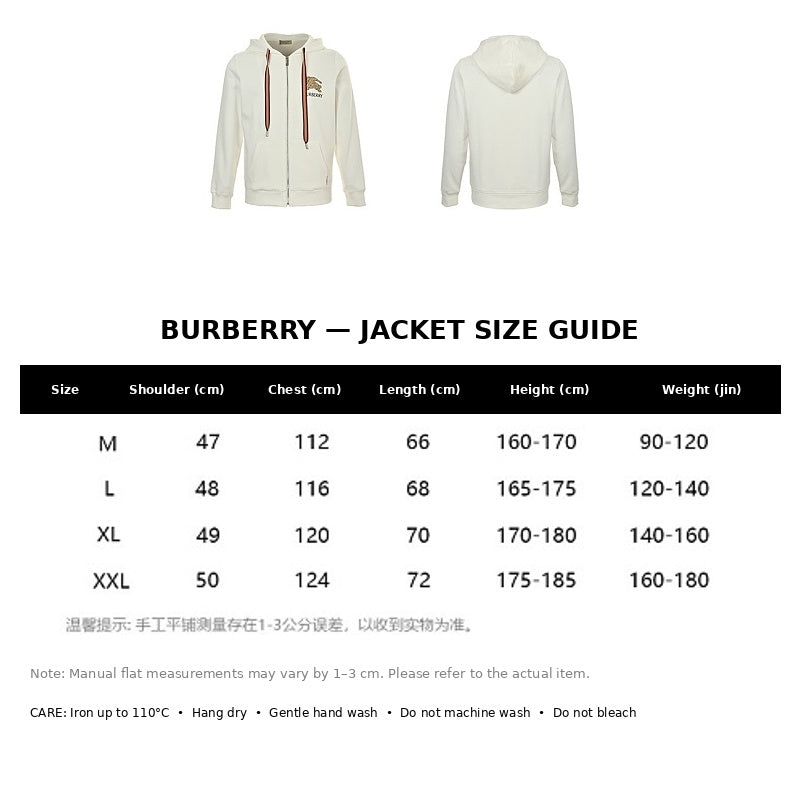 Burberry Casual Jacket#09 - English Size Chart